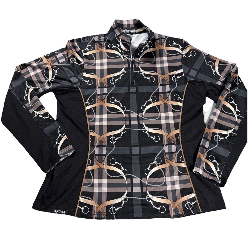 Arista Equestrain Bit Plaid Limited Edition 1/4 Zip Sun Shirt LS - Size XL Women